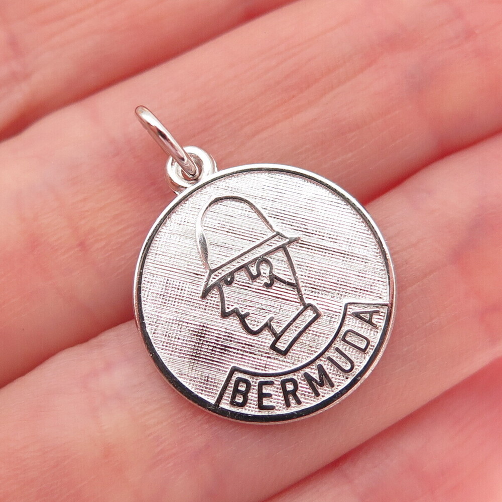 Rembrandt Sterling Silver Vintage Bermuda Traffic Controller Mini Charm Pendant